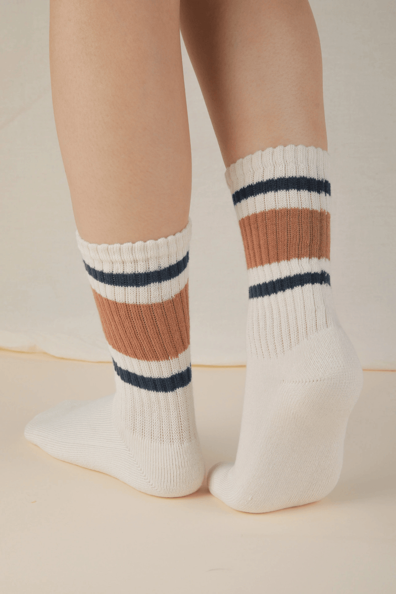 Varsity Crew Socks SOCKS VeryJ MOCHA + NAVY 