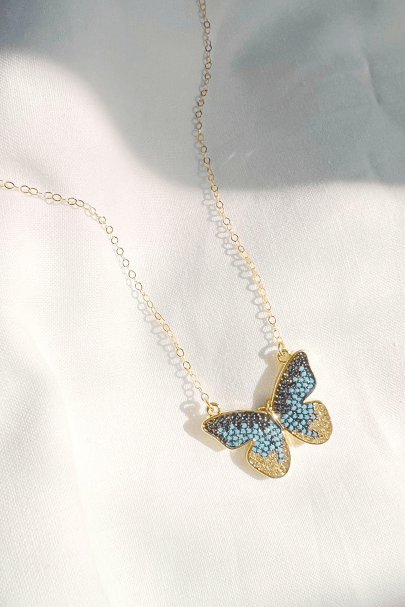 Gold Filled Butterfly Necklace Wild Bohemian 