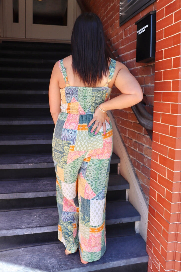 Patchwork Printed Jumpsuit | Small-3X Wild Bohemian 