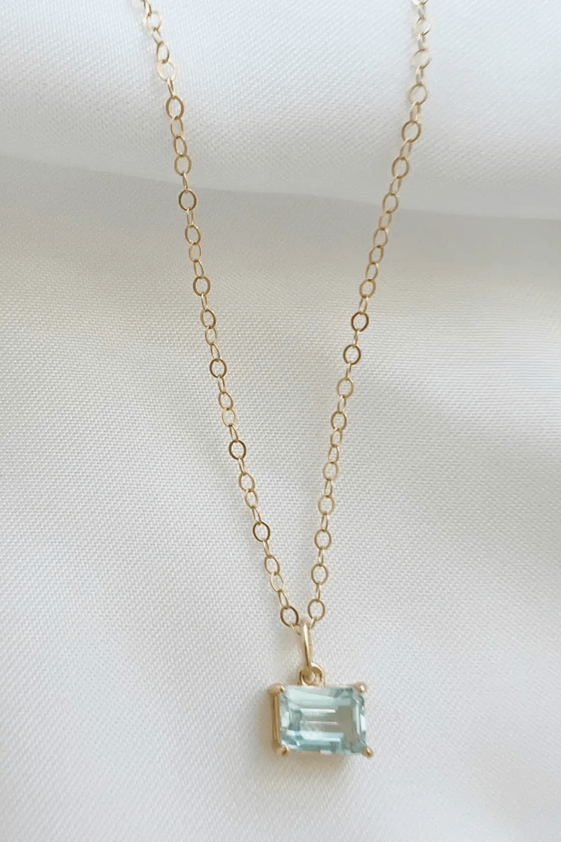 Gold Filled Genuine Stone Necklace - 7 Styles Wild Bohemian AQUAMARINE 