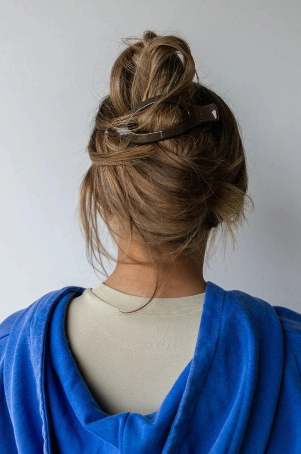 Flat-Back Hair Claws - Shiny Colors Wild Bohemian DARK BROWN 