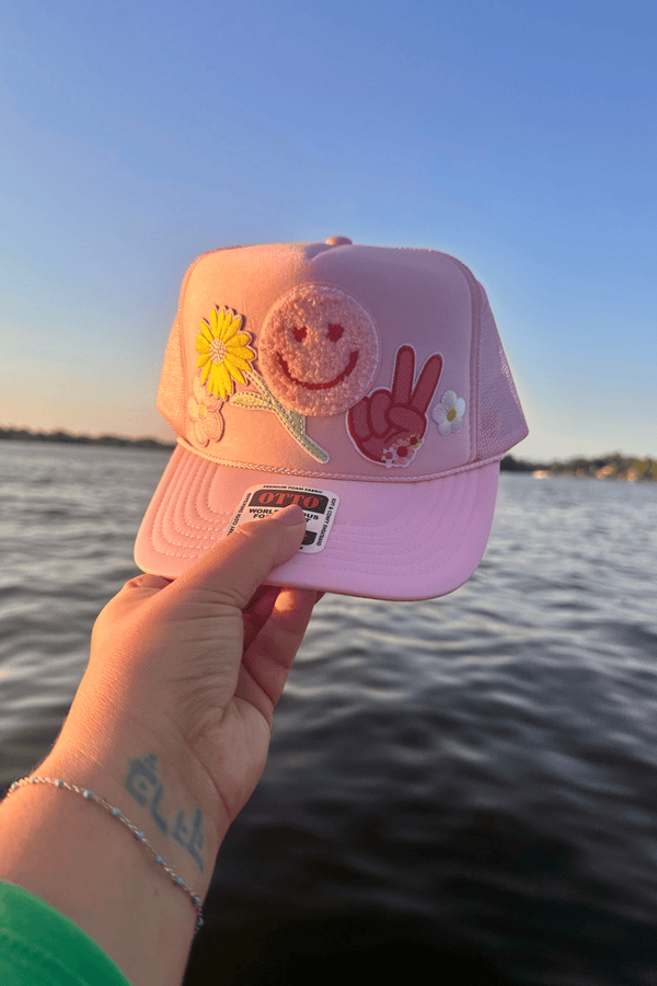ONE OF A KIND “Pink Peace” Trucker Hat Wild Bohemian 