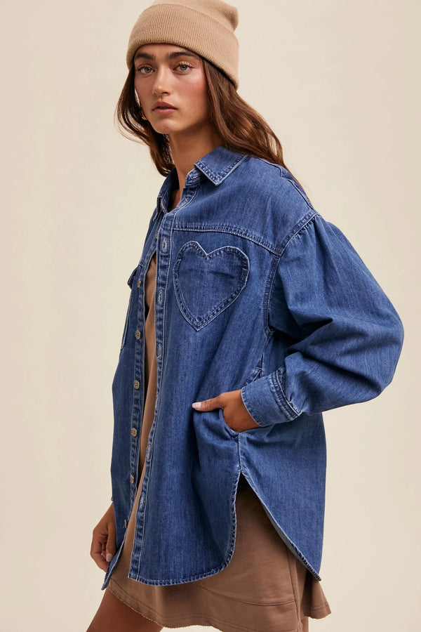 Denim Button Down Shirt TOPS Listicle 