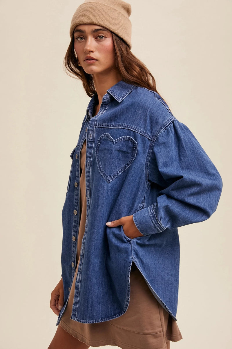 Denim Button Down Shirt TOPS Listicle 
