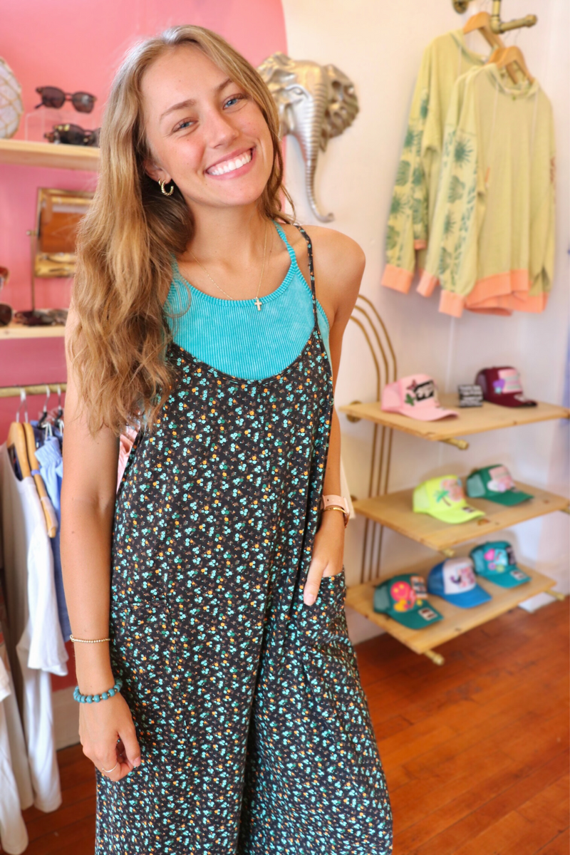 Magnolia Jumpsuit in Black Wild Bohemian 