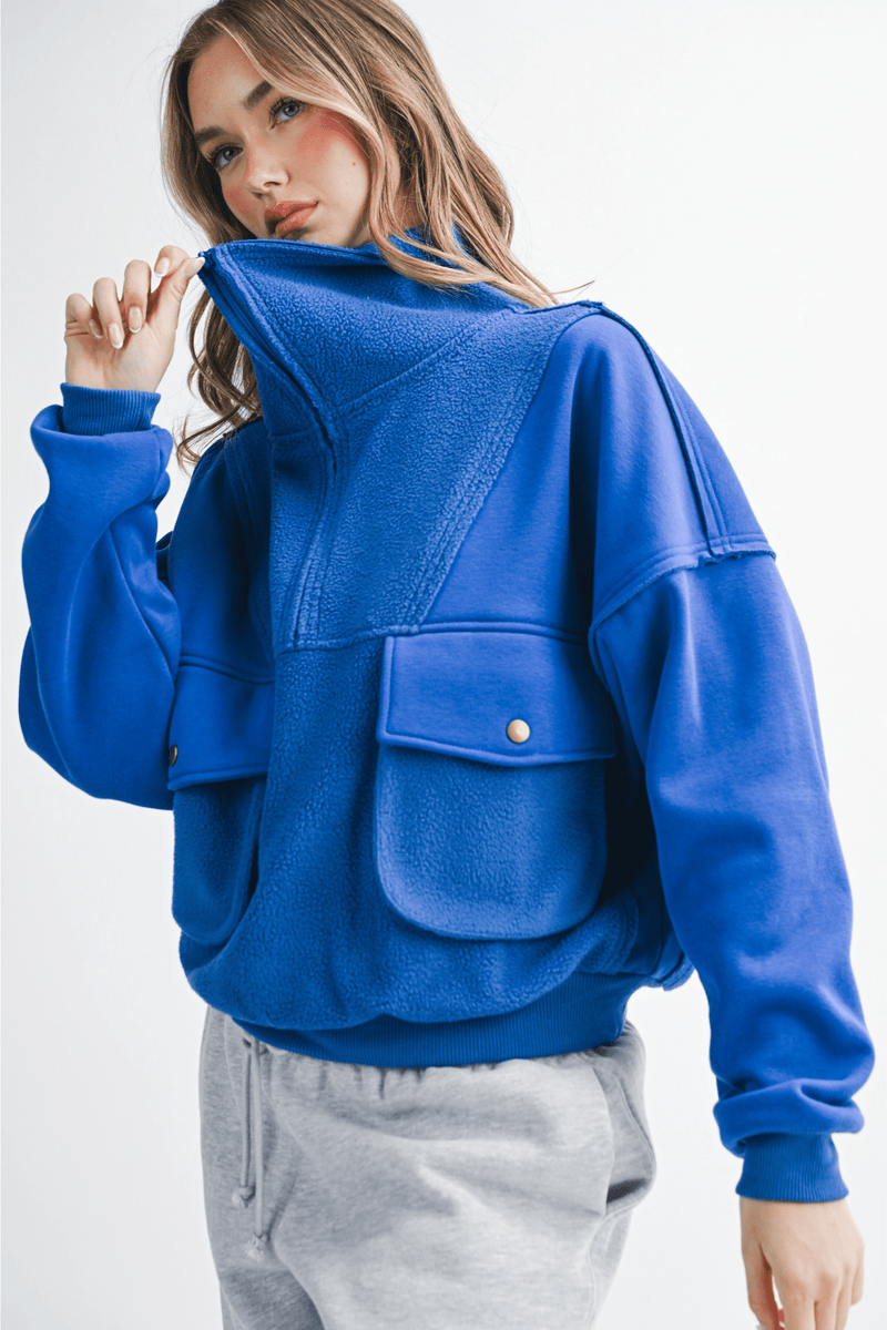 Carter Pullover in Cobalt OUTERWEARS Aemi + Co 