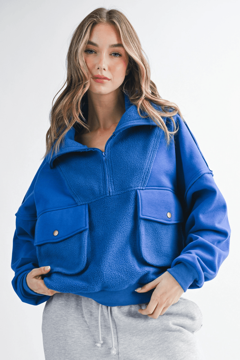 Carter Pullover in Cobalt OUTERWEARS Aemi + Co 