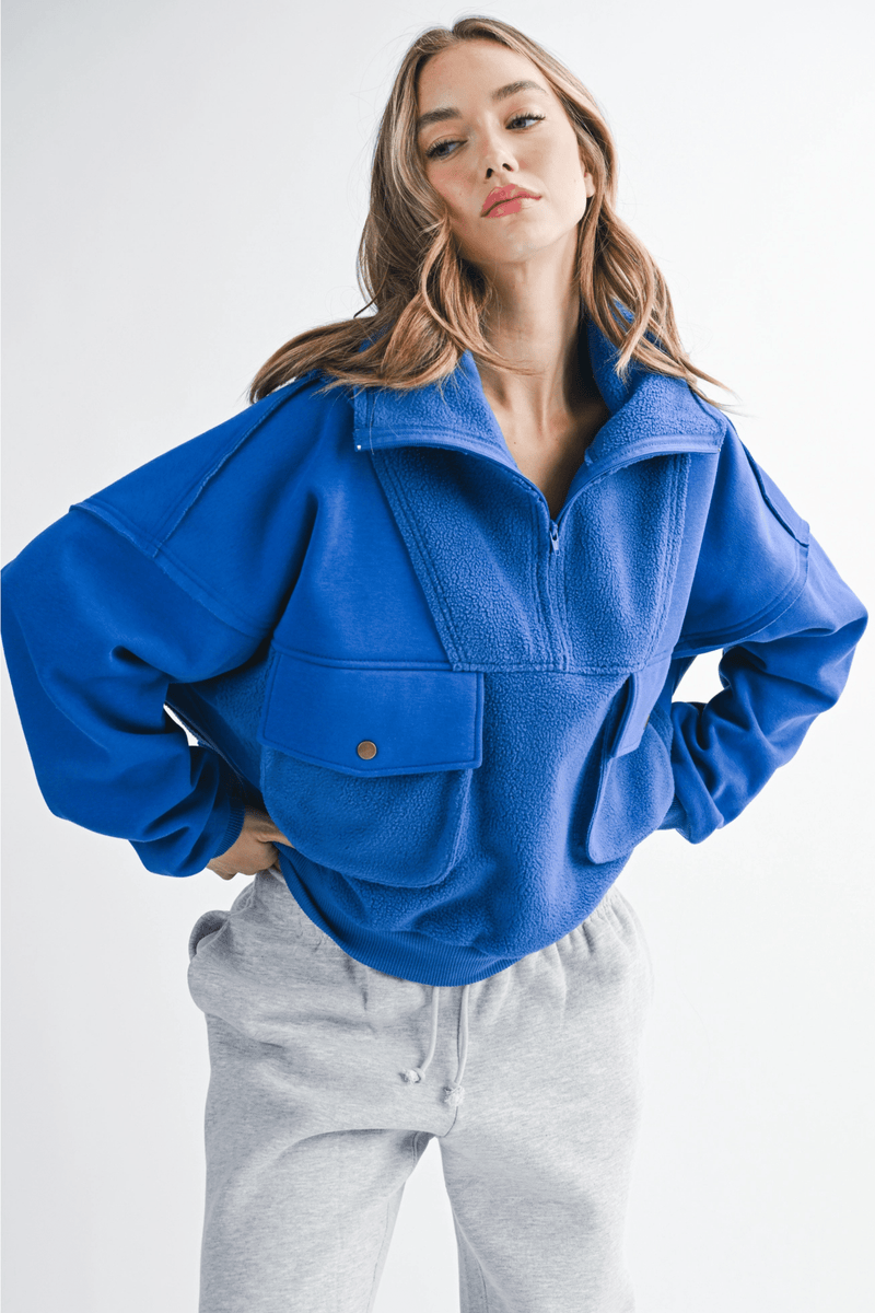 Carter Pullover in Cobalt OUTERWEARS Aemi + Co 