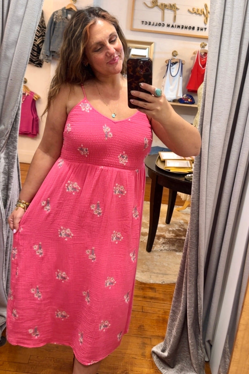 Embroidered Gauze Midi in Fuchsia Wild Bohemian Embroidered Gauze Midi in Fuchsia Wild Bohemian