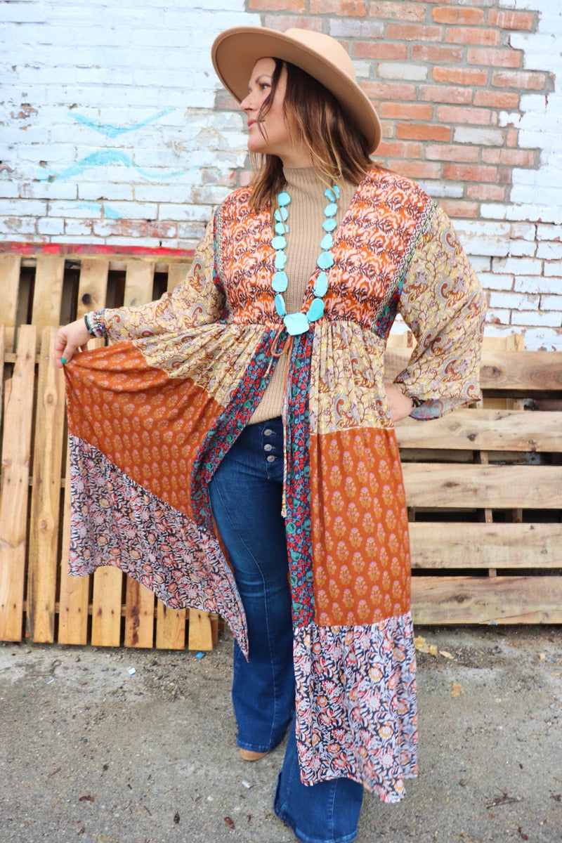 FREE PEOPLE | Bombay Mixed-Print Kimono Wild Bohemian 