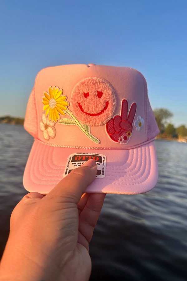 ONE OF A KIND “Pink Peace” Trucker Hat Wild Bohemian 