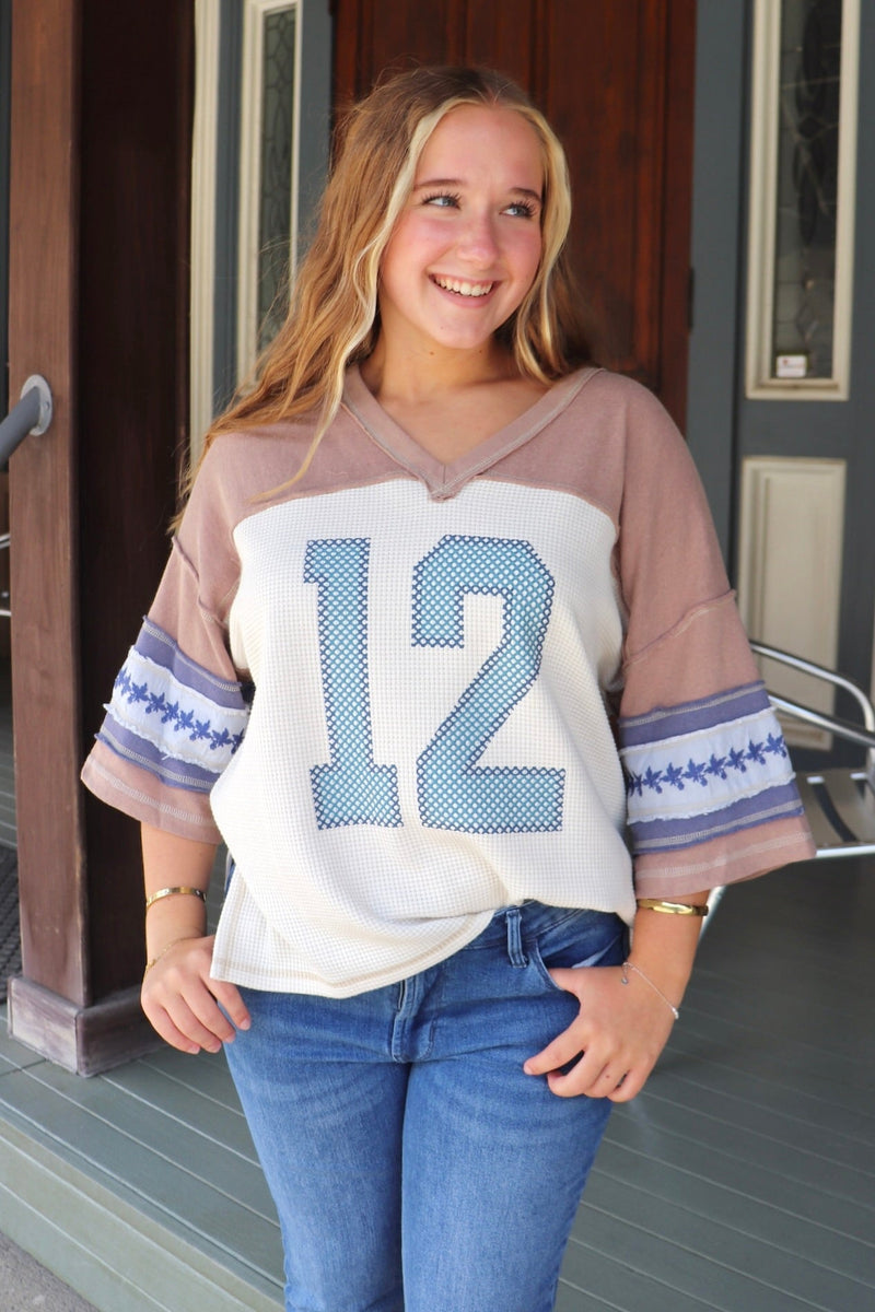 Mocha Varsity Tee TOPS EESOME 