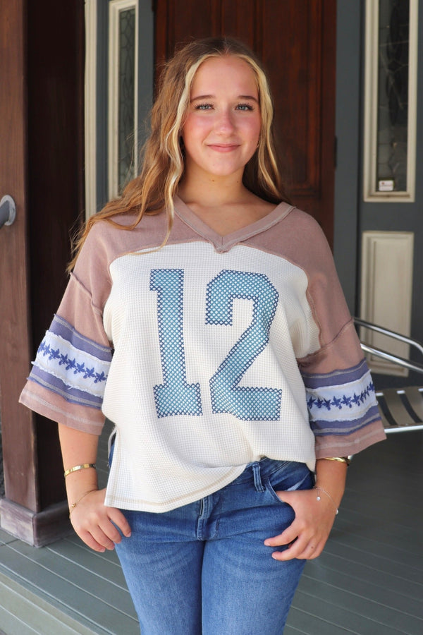 Mocha Varsity Tee TOPS EESOME 