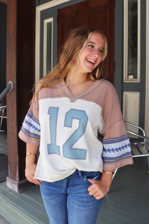 Mocha Varsity Tee TOPS EESOME 