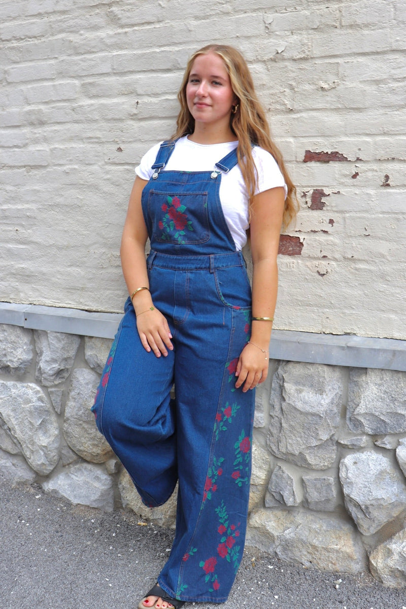 Rosie Panel Denim Overalls JUMPSUIT EESOME 