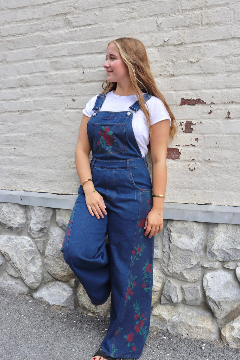 Rosie Panel Denim Overalls JUMPSUIT EESOME 