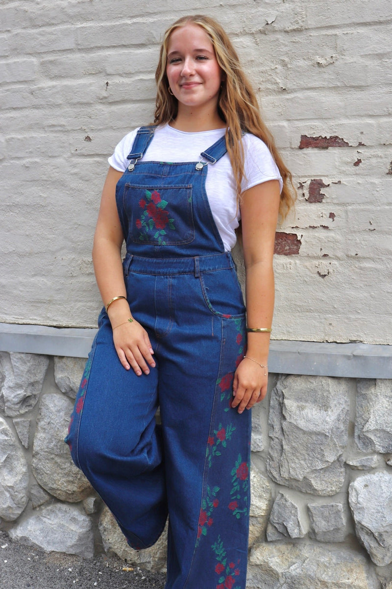 Rosie Panel Denim Overalls JUMPSUIT EESOME 