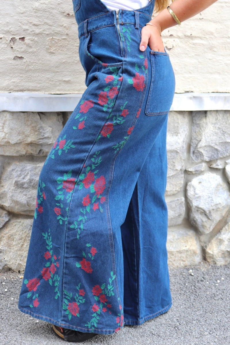 Rosie Panel Denim Overalls JUMPSUIT EESOME 