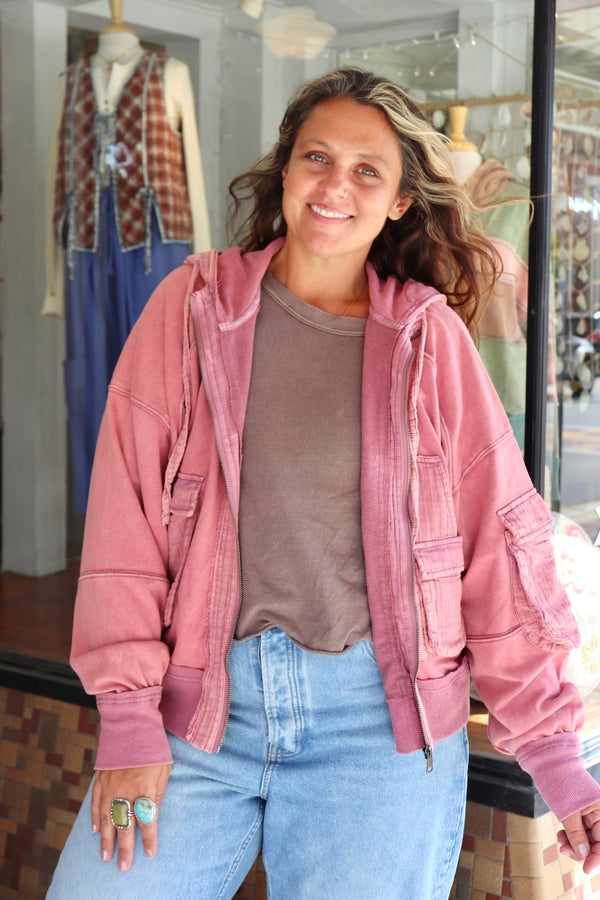 Dusty Rose Zip Up OUTERWEARS OLI & HALI 