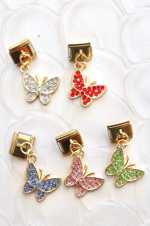 Italian Charms | DANGLE BUTTERFLIES ITALIAN CHARM BAR LAMOON 