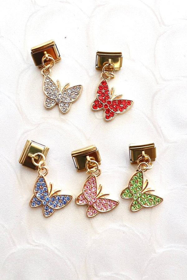 Italian Charms | DANGLE BUTTERFLIES ITALIAN CHARM BAR LAMOON 