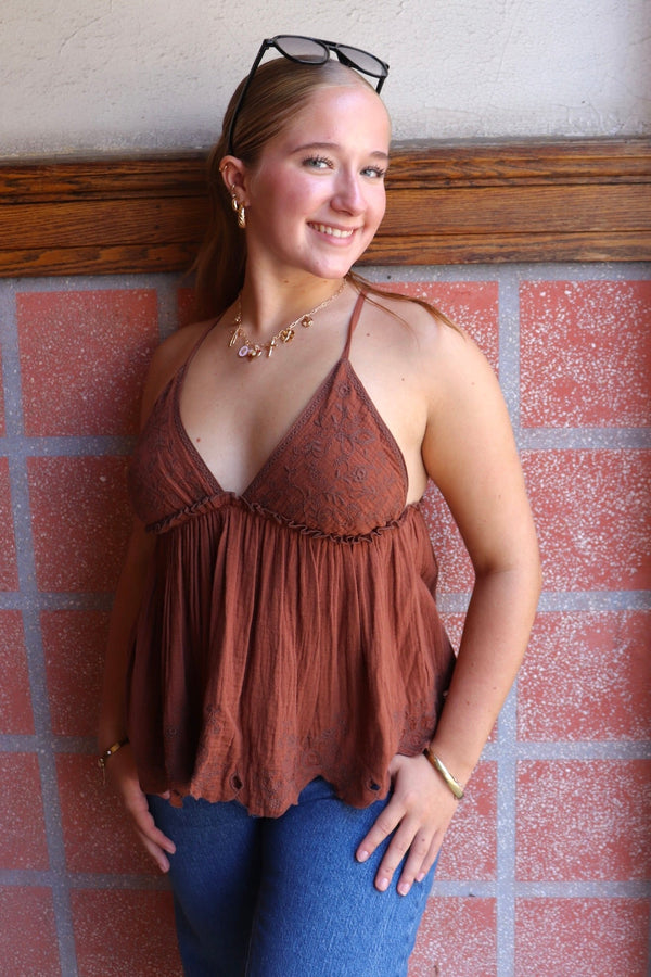 Sunny Days Cami in Chocolate - Free People TOPS Free People 
