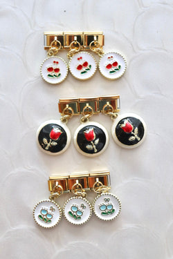 Italian Charms | ENAMEL DANGLE FLOWER ITALIAN CHARM BAR LAMOON 