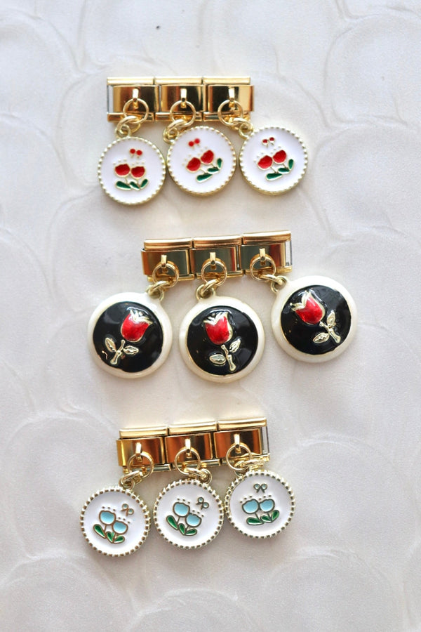 Italian Charms | ENAMEL DANGLE FLOWER ITALIAN CHARM BAR LAMOON 