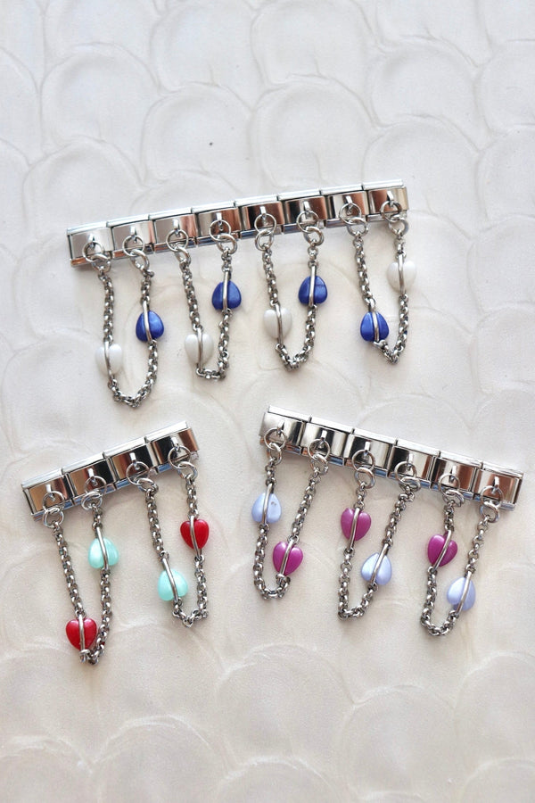 Italian Charms | SILVER CHAIN HEARTS ITALIAN CHARM BAR LAMOON 