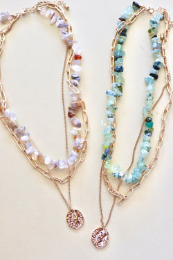 Natural Stone Layered Necklaces NECKLACES Josslyn 