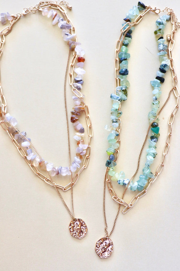 Natural Stone Layered Necklaces NECKLACES Josslyn 