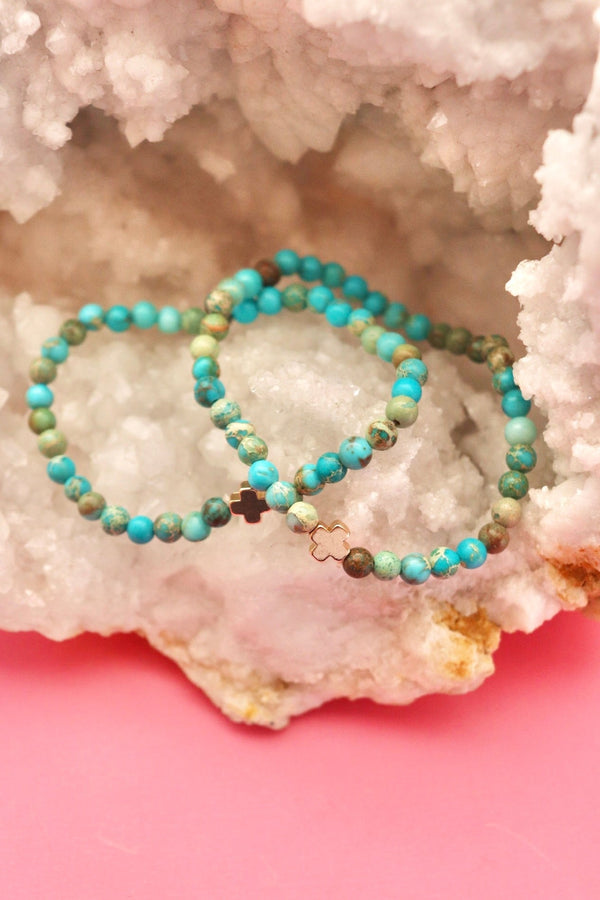 Natural Stone Cross Bracelet BRACELETS Josslyn 