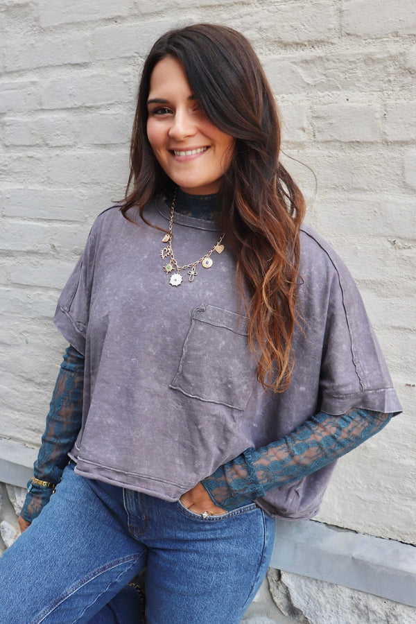 Mineral Washed Dolman Tee TOPS VeryJ 