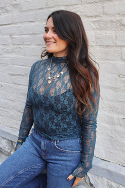 Mesh Layering Top in Deep Teal TOPS VeryJ 