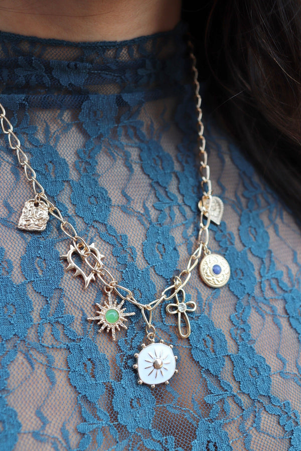 Sunburst Charm Necklace - BACK IN STOCK NECKLACES Josslyn 