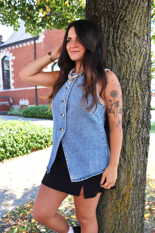Lyla Denim Vest TOPS EESOME 