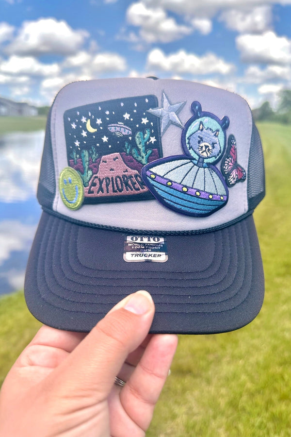 ONE OF A KIND “Outer Space" Trucker Hat in Black Combo Wild Bohemian 