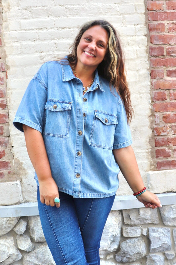 Kelly Lou Denim Top TOPS Wishlist 