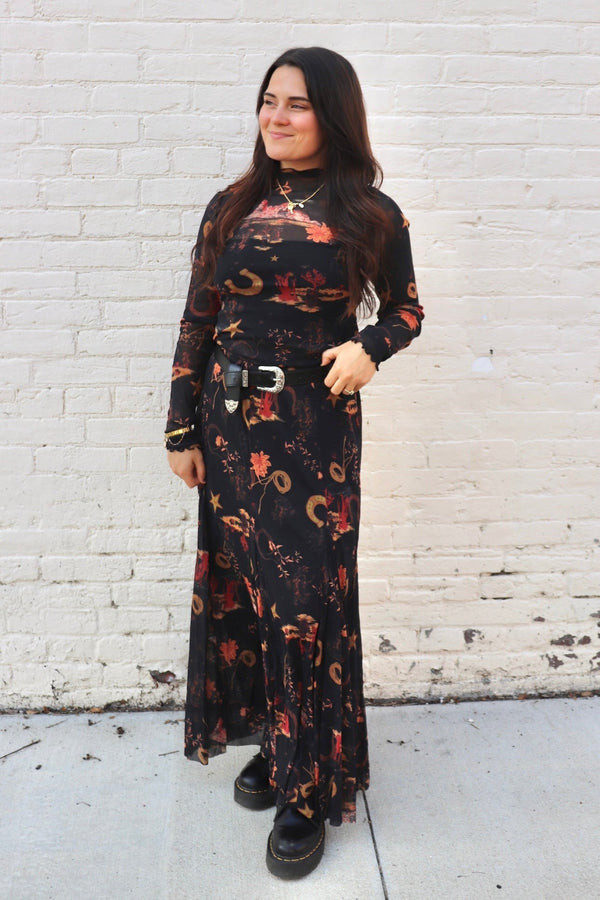 Midnight Cowgirl Mesh Maxi Skirt SKIRT Easel 