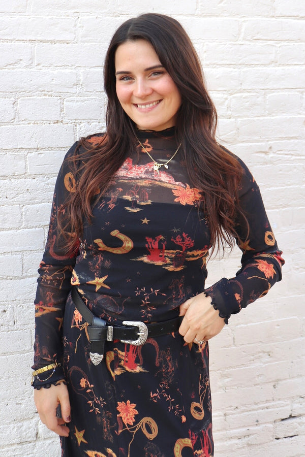 Midnight Cowgirl Mesh Long Sleeve TOPS Easel 