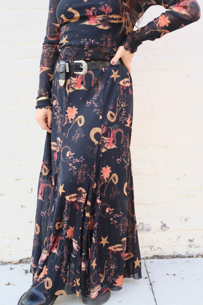 Midnight Cowgirl Mesh Maxi Skirt SKIRT Easel 