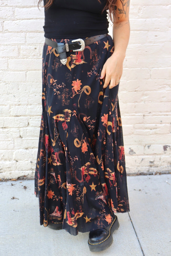 Midnight Cowgirl Mesh Maxi Skirt SKIRT Easel 
