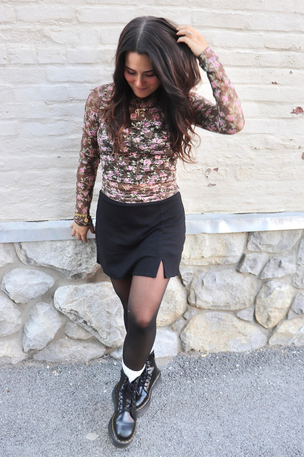 Lace Layering Top in Chocolate Floral TOPS VeryJ 