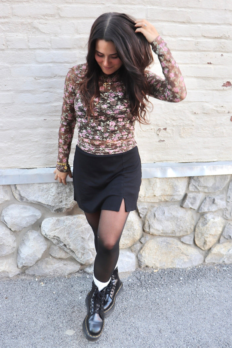 Lace Layering Top in Chocolate Floral TOPS VeryJ 