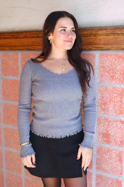 Millie Ribbed Top in Charcoal TOPS Aemi + Co 