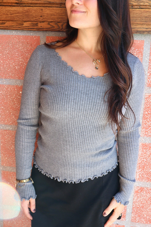 Millie Ribbed Top in Charcoal TOPS Aemi + Co 