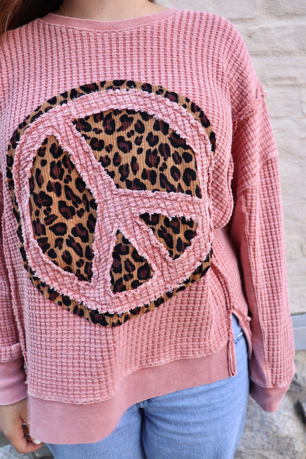 Peace Waffle Knit Top TOPS Easel 