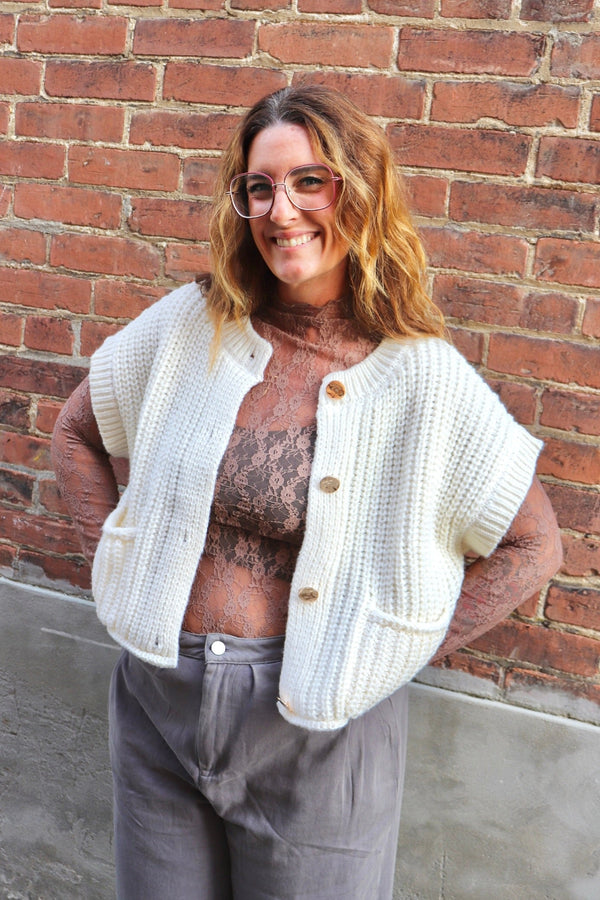 Karlie Knit Vest in Cream TOPS VeryJ 