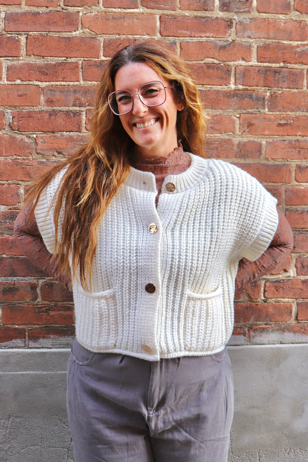 Karlie Knit Vest in Cream TOPS VeryJ 