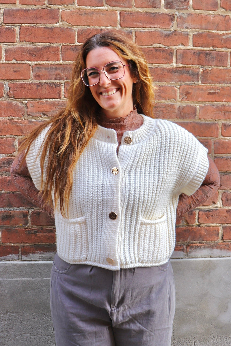 Karlie Knit Vest in Cream TOPS VeryJ 